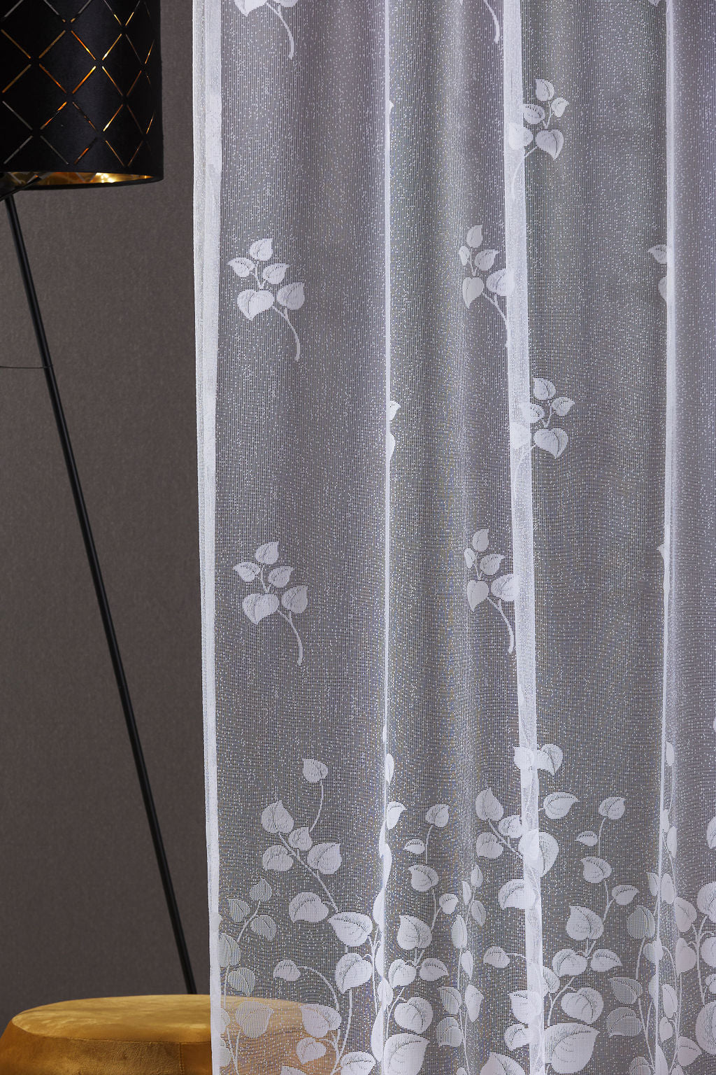 BK2002 levélmintás bordűrös jacquard fényáteresztő függöny